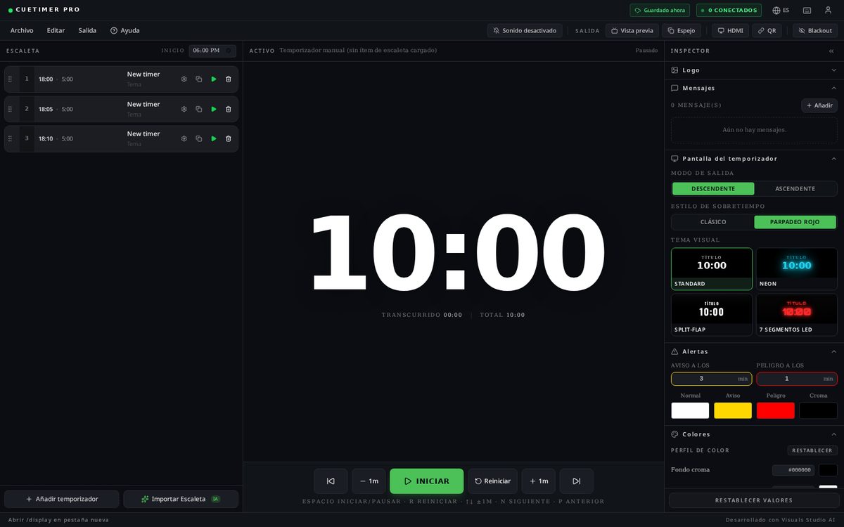 CueTimer Pro Stage Workspace for live event control